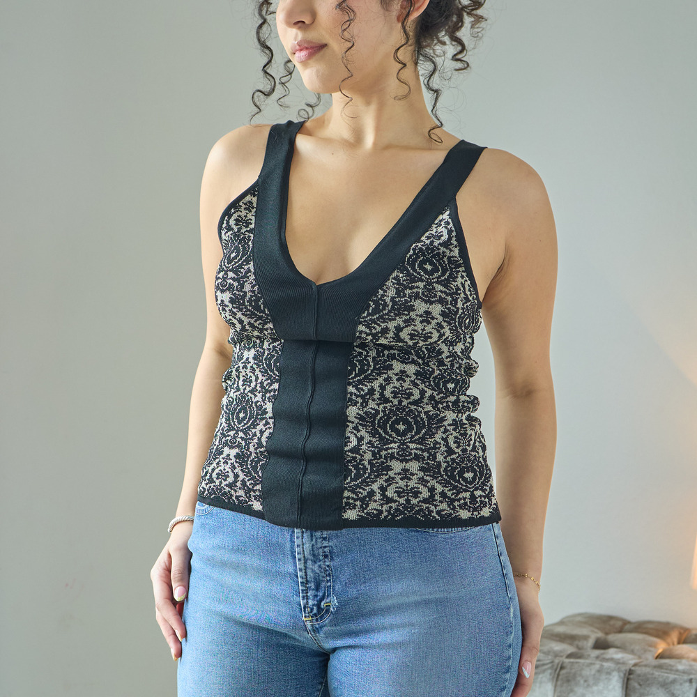 Max Mara Women's Floral Sleeveless Knit Tank Top Size M Made in Italy